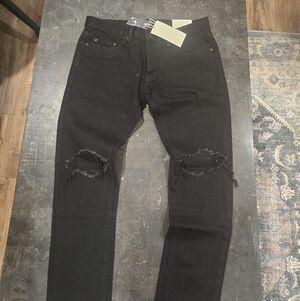 MNML Black Skinny Jeans with Distressed Knee Rips